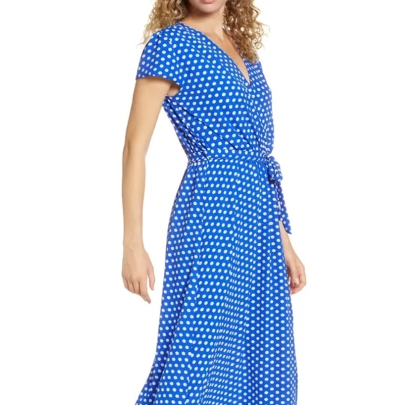 Polka Dot Faux Wrap Maxi DressFRAICHE BY J - Picture 3 of 5
